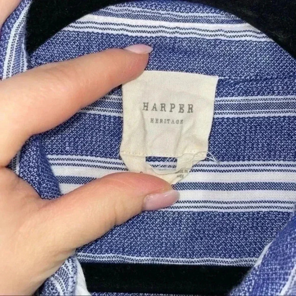 Harper Heritage striped blue/white button down dress Small - Picture 6 of 7